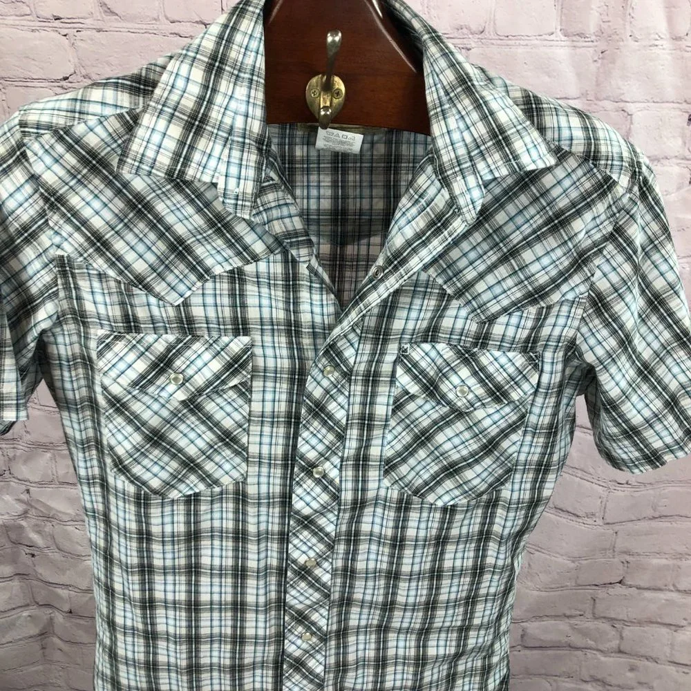 🛍️🛍️SOLD Men's Wrangler pearl snap western shirt sz small - Picture 2 of 6
